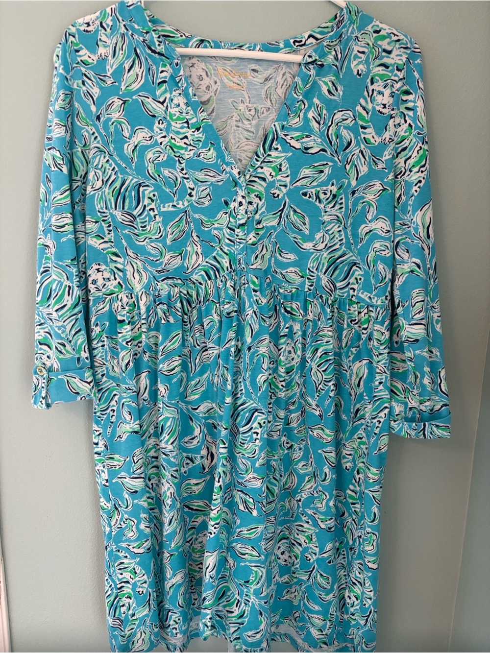 Lily Pulitzer Loran Swing Dress Turquoise Oasis Outa Line -Small - Picture 7 of 7